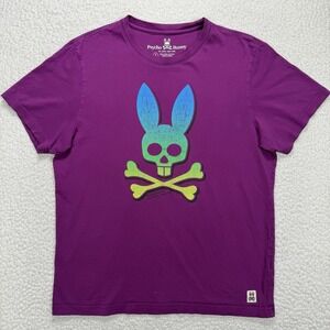 Psycho Bunny Graphic T Shirt Men's 6 Purple Skull Streetwear Casual Designer